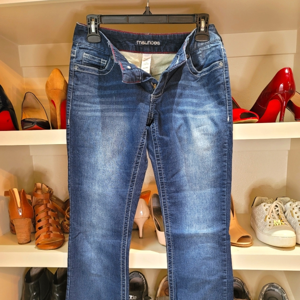 Maurices, dark blue, mid-rise, flair, small long